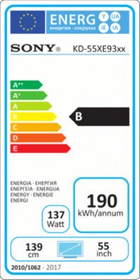 Energy Label Sony Kd-55xe9305 (55", LCD, 4K, 2017)