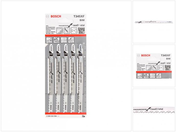 Actual product image Bosch Professional Zubehör PRO Multi Material thick and thin T345XF Stichsägeblatt, 132 mm, 5-tlg.