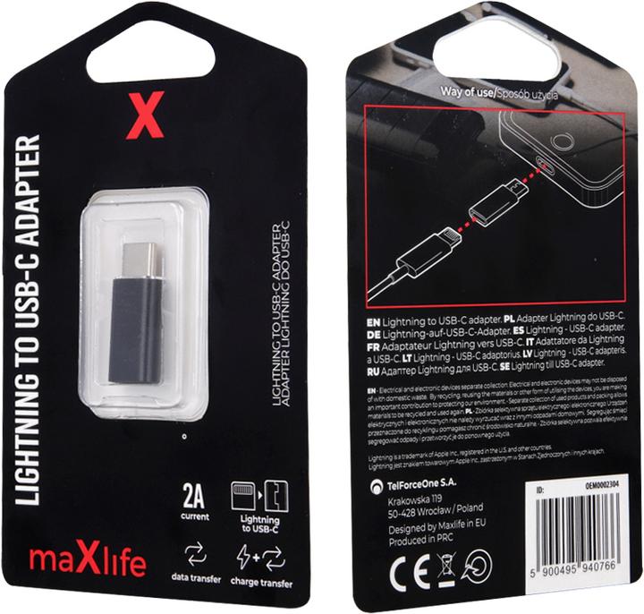 Actual product image Maxlife Lightning to USB C Adapter (Lightning, USB Type C)