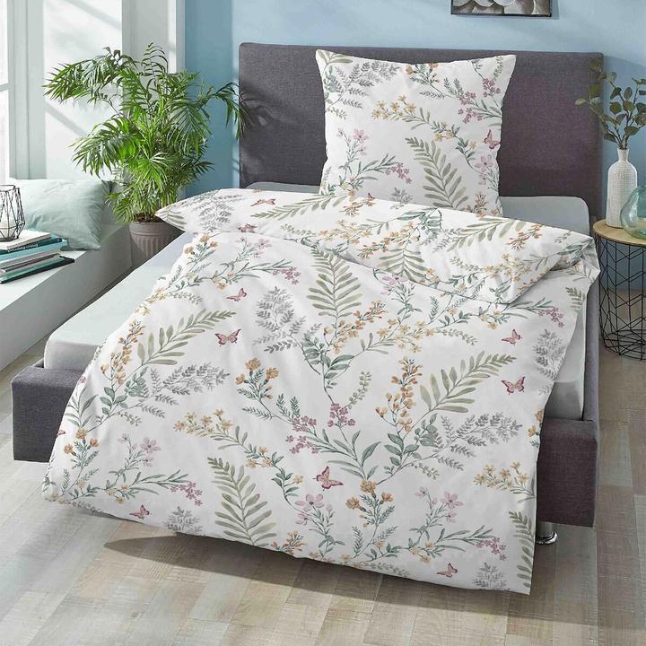 Actual product image Biberna Seersucker Bettwäsche 25208-426 pistaziengrün (Bedding set, 135x200 cm + 80x80 cm)