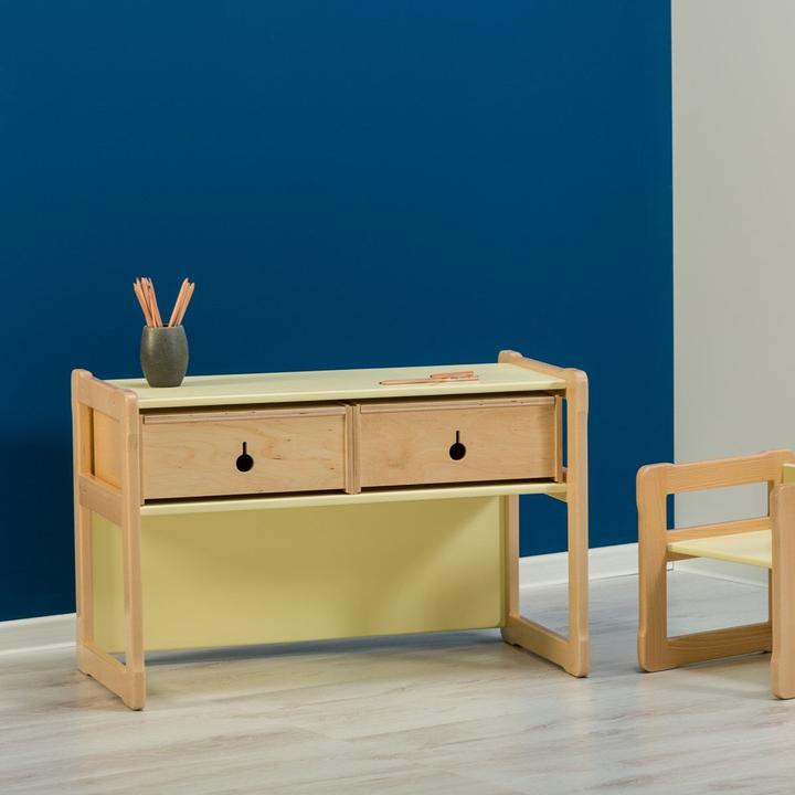Actual product image Montessori Multifunctional table with 2 drawers + 1 chair - SET - NATUR ® children's furniture (Child seating group)