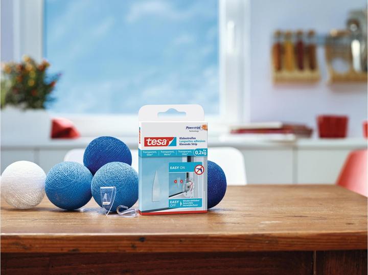 Produktbild tesa Powerstrips für Glas, transparente Klebestreifen