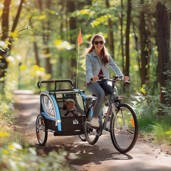 Immagine prodotto Homcom Rimorchio per bicicletta per bambini con borsa per riporre i bagagli