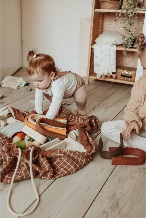 Image du produit play&go Print Organic grid brown (140 x 140 cm)