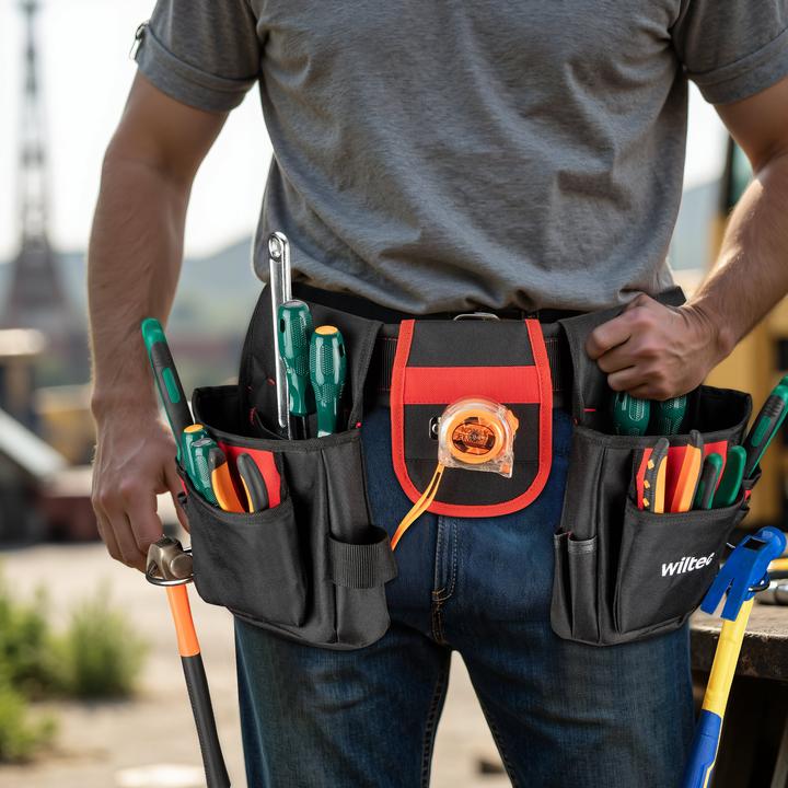 Actual product image Wiltec Tool belt 71x28cm Belt bag 17 compartments Tool bag