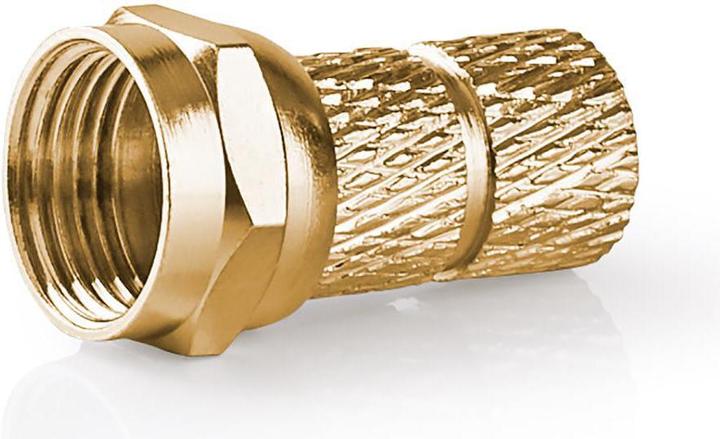 Actual product image Nedis F-plug straight plug Gold-plated 75 Ohm Twist-on Cable entry diameter: 5.5 mm Copper Met (Antenna cable)