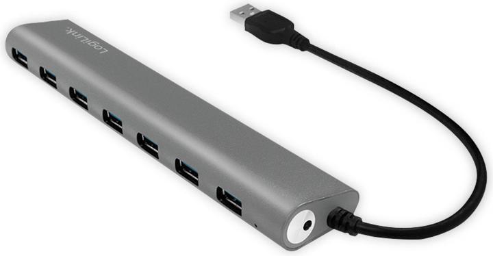 Immagine prodotto LogiLink UA0308 - Hub USB 3.0 a 7 porte con lettore di schede, involucro in alluminio, pilkas (USB-A, 7 Porti)