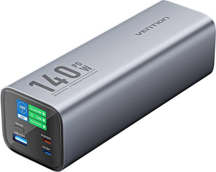 Produktbild Vention Powerbank LED display 27000mAh 140W FHVH0 (gray) (27000 mAh, 140 W)