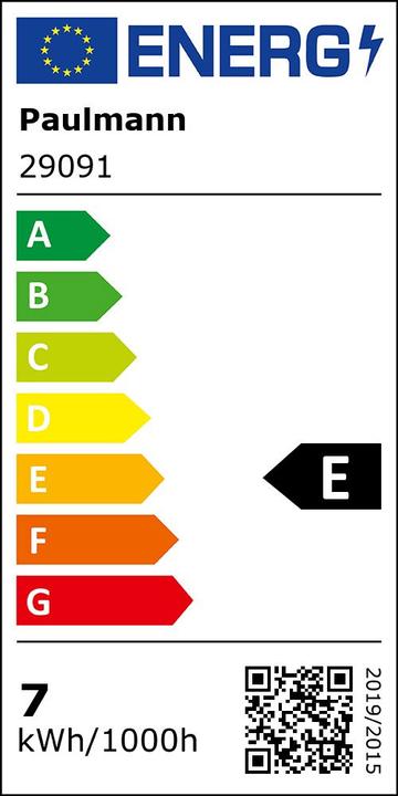 Energie-Label Paulmann Allgebrauchslampe 5er Set (E27, 7 W, 806 lm, 1 x, E)
