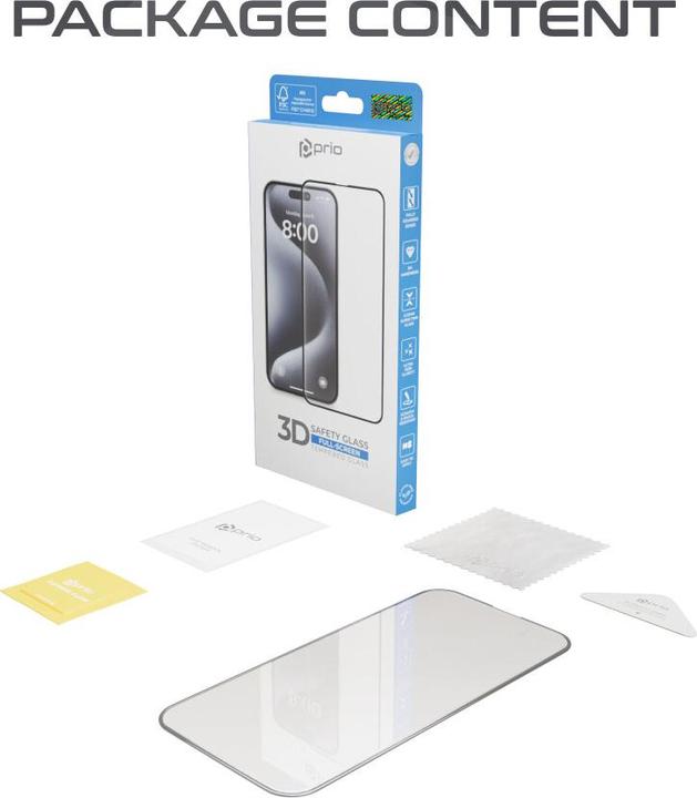 Produktbild prio 3D Panzerglas Displayschutz (1 Stück, Apple iPhone 16e)