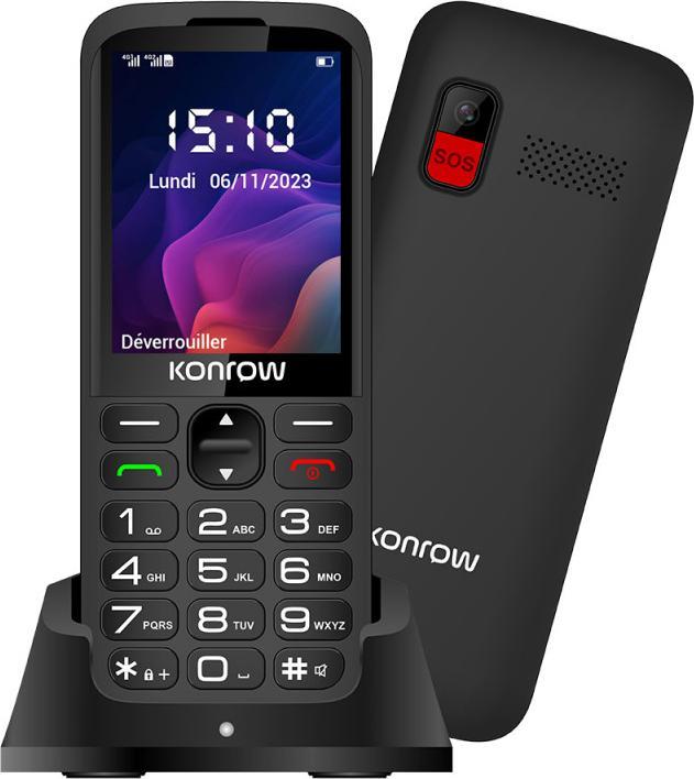 Image du produit Konrow Senior 280 Next 4G (2.8" - Double Sim - Avec Station de charge) Noir (2.80", 4G)