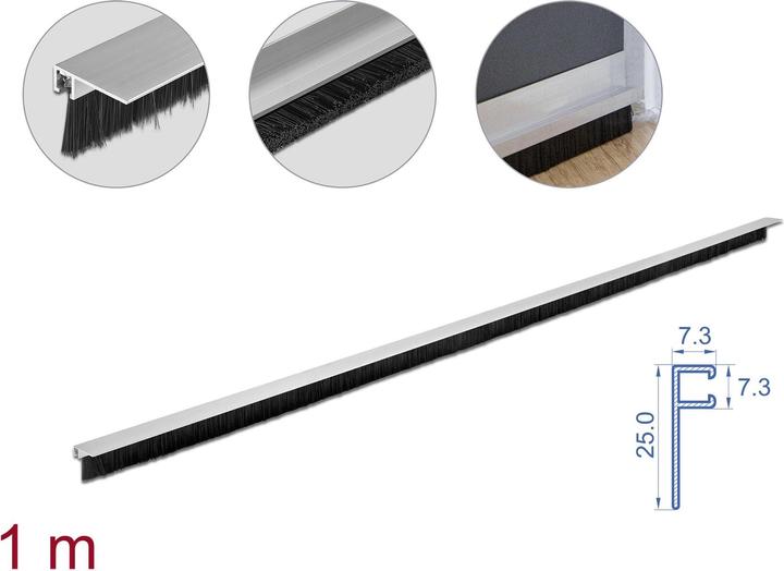 Actual product image Delock Brush strip 20 mm with aluminum profile angled (Felt gliders, 1 Piece)