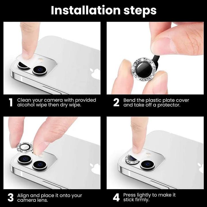 Actual product image PhoneLook Protective Rings for Camera Lenses with Glittering Diamonds (Apple iPhone 12 Pro Max)