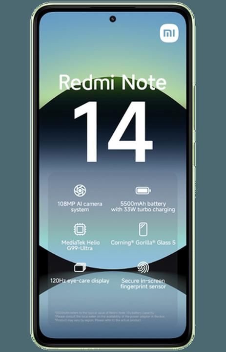 Produktbild Xiaomi Redmi Note 14 (128 GB, Lime Green, 6.67", Hybrid Dual SIM, 108 Mpx, 4G)