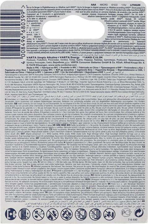 Produktbild Varta Lithium Batterie AAA, Micro, FR03, 6103, Ultra Lithium, 1,5V (2 Stk., AAA, 1100 mAh)