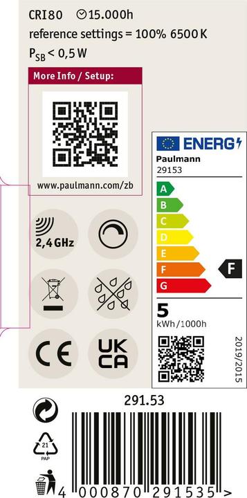 Actual product image Paulmann Reflector Zigbee (GU10, 4.80 W, 350 lm, 1 x, F)