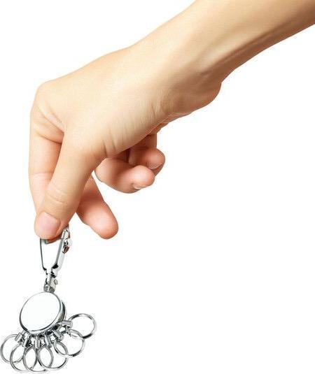 Produktbild Troika PATENT Schlüsselhalter rund inkl. 6 ausklinkbare Ringe, glänzend grau