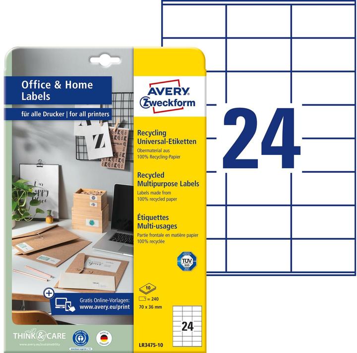 Produktbild Avery Recycling Etiketten, Home Office, Kleinpackung