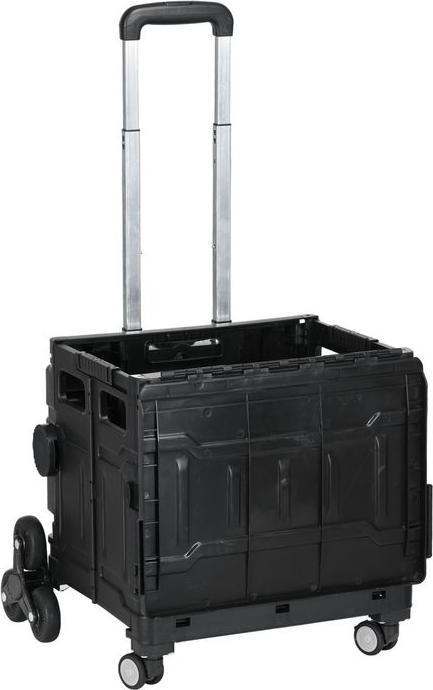 Swisshandel24 Einkaufstrolley klappbar, verstellbarer Teleskop-Griff, Deckel, bis 80kg, Schwarz