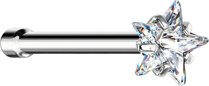 Actual product image Star Piercing Nasenstecker gerade silber Kristallstern silber gefasst (without brass, Surgical steel 316L)
