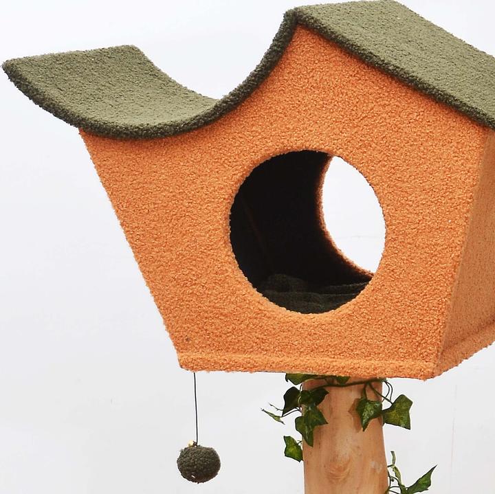 Produktbild Wiltec Fudajo Kratzbaum Pflanzendeko 154cm Katzenkratzbaum Katzenbaum Katzenmöbel Katze (154 cm, Orange, Grün)