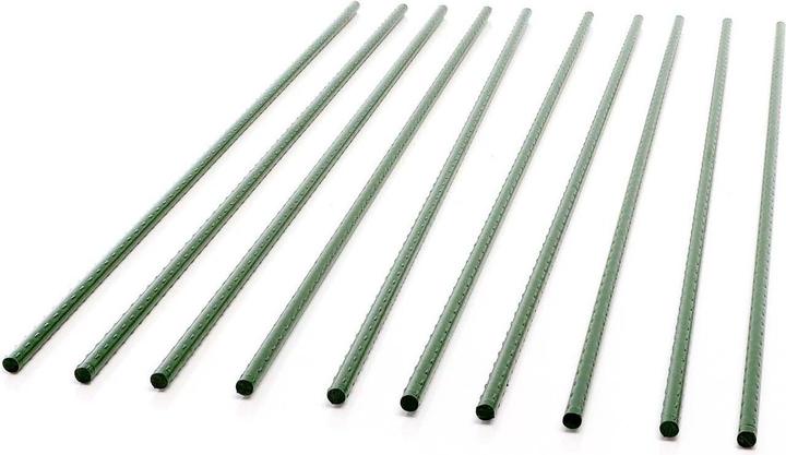 Actual product image Wiltec Toboli 10x plant sticks green 120cm Ø11mm trellis metal plastic tomato stake (120 cm, 1.10 cm)