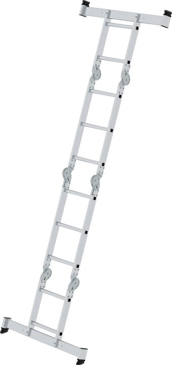 Produktbild Munk Vielzweckleiter 4-teilig mit nivello-Traverse und Holzbelag 2x3 + 2x4 Sprossen (Mehrzweckleiter, 30 cm)