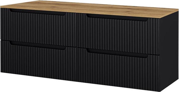 En.Casa Waschtischunterschrank Skelbolu 160x60x40 cm Schwarz/Eiche