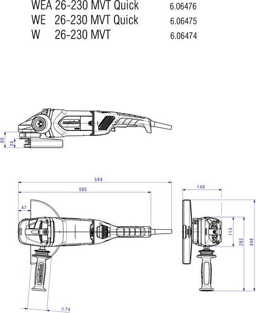 Productafbeelding Metabo WE 26-230 MVT Snelle haakse slijper (230 mm)