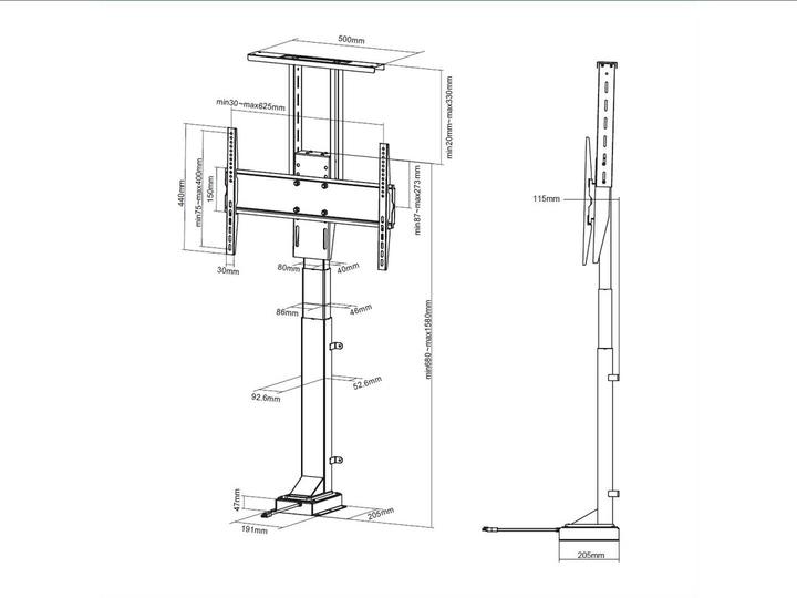 Produktbild Multibrackets TV Lift Large, 37" - 65", schwarz, Hub 900mm (65", 50 kg)