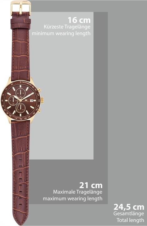 Image du produit Hommes Chronographe Karthago II Cuir véritable Marron - 31950 (Chronographe, 43 mm)