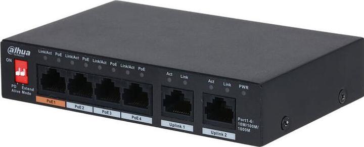 Actual product image Dahua PoE switch PFS3006-4GT-60-V2 unmanaged (4 Ports)