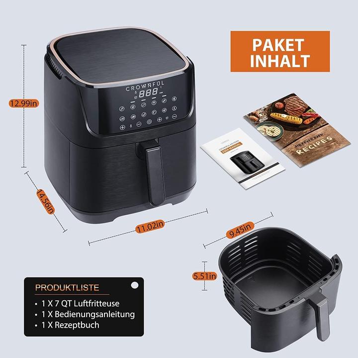 Actual product image Crownful Air fryer 6.5L