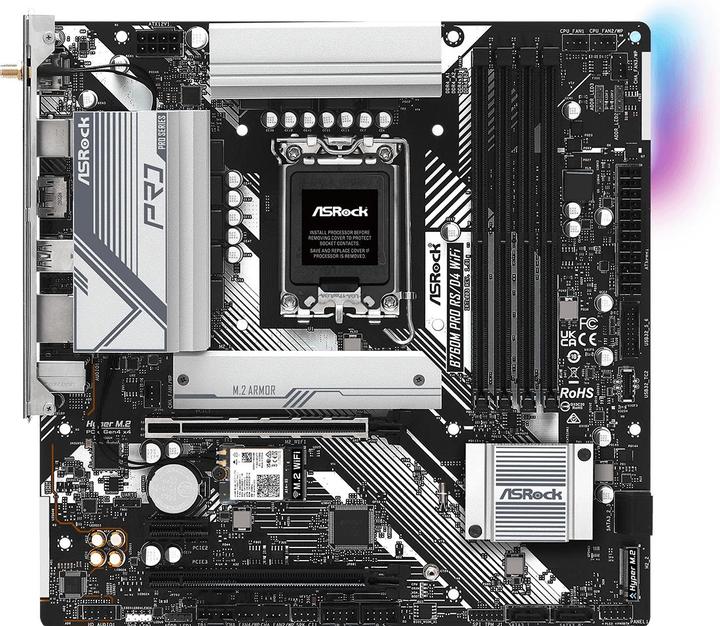 Actual product image AsRock B760M Pro RS/D4 WiFi (LGA 1700, Intel ICH7, mATX)