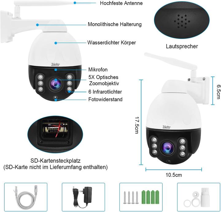 Produktbild YoLuKe WiFi Überwachungskamera mit Auto-Tracking (2560 x 1920 Pixels)