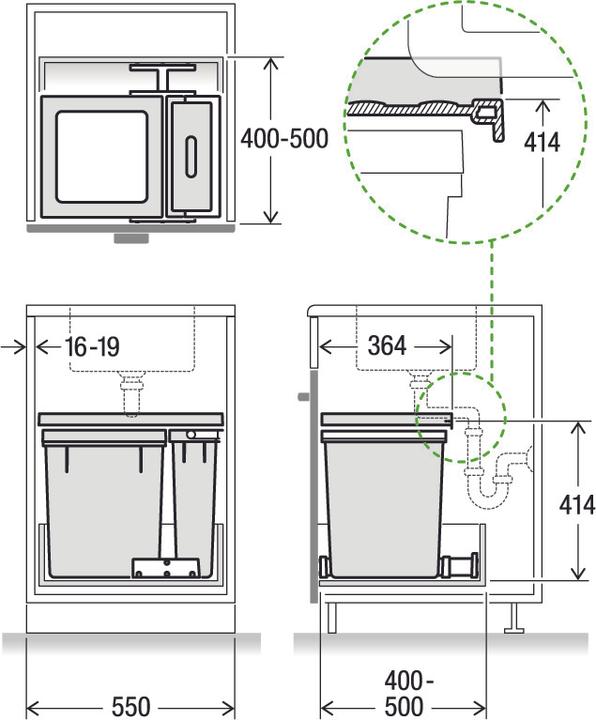 Actual product image Müllex Waste Insert System X-LINE X55 L7 Basic (52.50 l)