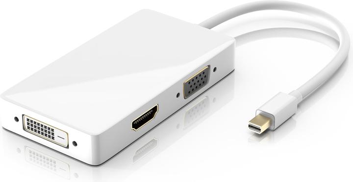 Produktbild CSL 3in1 Mini DisplayPort zu HDMI, DVI, VGA Adapter Konverter, miniDP 1.2 4k 3840x2160 UHD 2160p, 0,15m (HDMI, DVI, VGA, 8.50 cm)