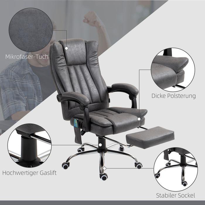 Immagine prodotto Swisshandel24 Sedia da ufficio con funzione massaggio e calore, ergonomica, 6 punti di massaggio, poggiapiedi