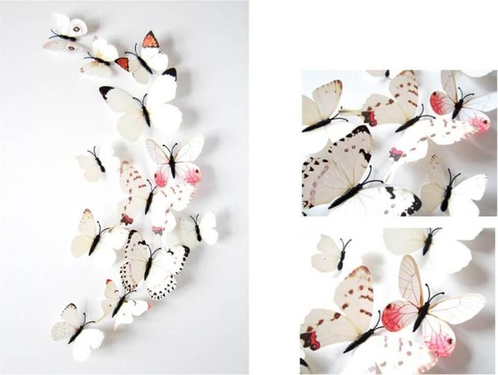 Actual product image Cover-Discount 12pcs 3D Butterflies Wall Sticker Deco white