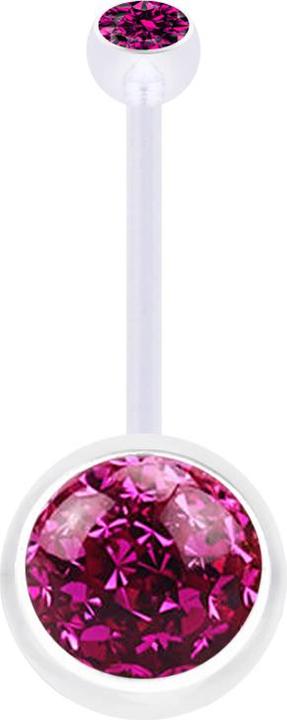 Produktbild Star Piercing Banane transparent mit Kugel Kristall fuchsia und Kugel Kristall fuchsia Epoxy Schutzschicht (ohne Messing, Bioflex)