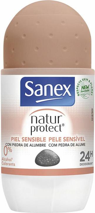 Sanex Deodorante Nature Protect Pelle Sensibile 24h 0% Alcool 50ml (Roll-on, 50 ml)