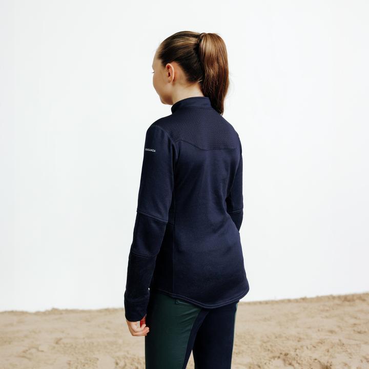Produktbild Fouganza Reit-Poloshirt 500 langarm Kinder blau (140)