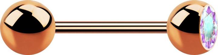 Actual product image Star Piercing Micro barbell rose gold with ball and ball crystal multicolour (Surgical steel 316L)