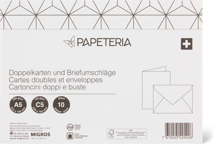 Produktbild Papeteria Doppelkarten und Briefumschläge (C5, A5, 10 x)