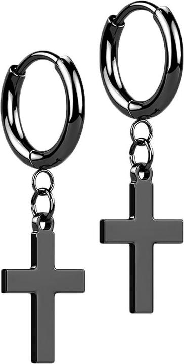 Image du produit Star Piercing Boucles d'oreilles noir pendentif croix petit (sans laiton, Acier chirurgical 316L)