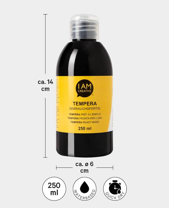 Produktbild I Am Creative Tempera, Temperafarbe auf Wasserbasis, 250 ml (Schwarz, 250 ml)
