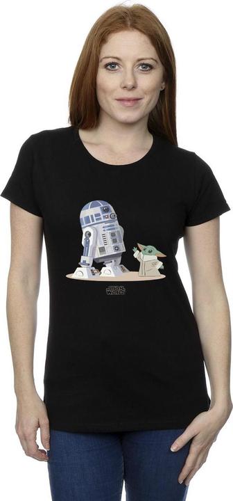 Actual product image Star Wars Womens/Ladies The Mandalorian R2D2 And Grogu Cotton T-Shirt (S)