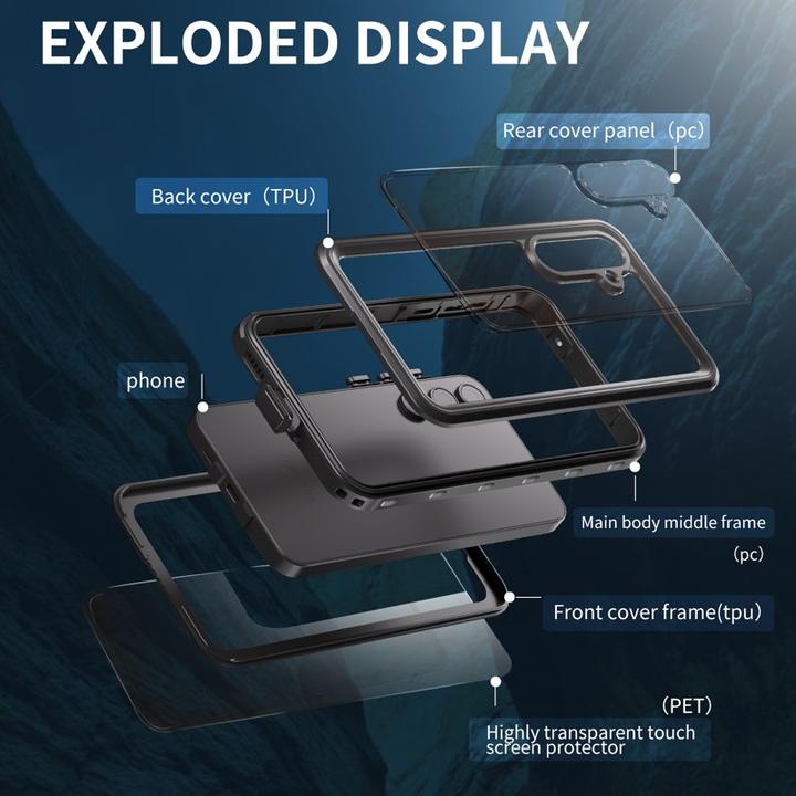 Actual product image Redpepper Samsung Galaxy A55 - IP68 SAM Series Wasserdichtes Outdoor Case, schwarz (Samsung Galaxy A55)