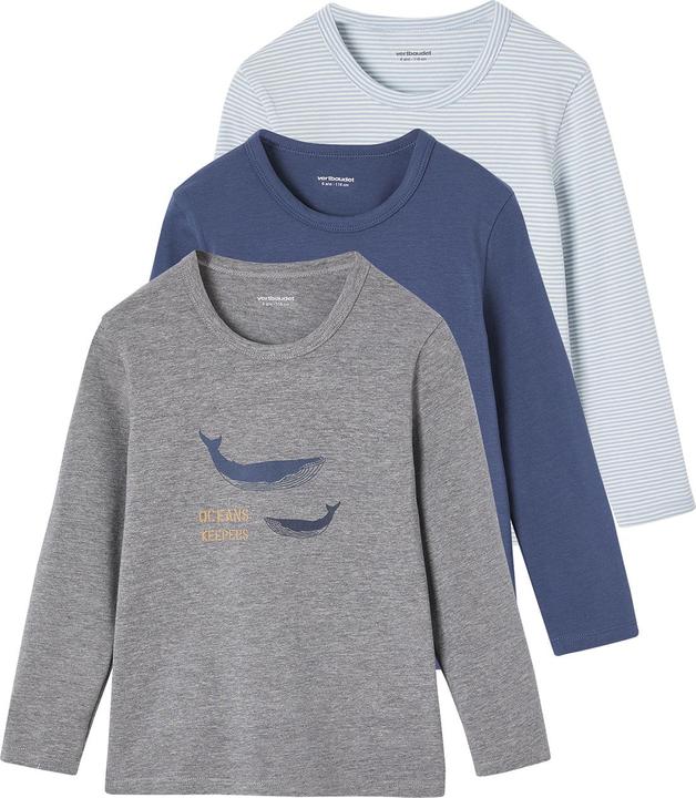 Image du produit Vertbaudet 3er-Pack Jungen Shirts mit Wal BASIC Oeko-Tex (128)