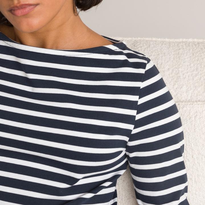 Produktbild La Redoute Collections Langarmshirt mit U-Boot-Ausschnitt und Streifenmuster (XS)